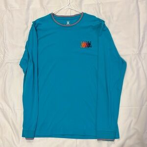Psycho Bunny Teal with orange trim long sleeve tshirt Size 8